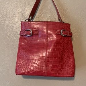 💐Tommy Hilfiger red handbag double compartment zipper pockets